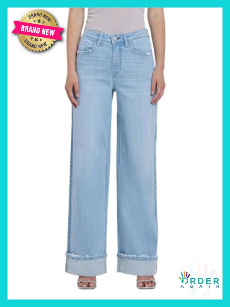 Super High Rise Baggy Wide Leg Jeans 32" Long Inseam Stretch Denim